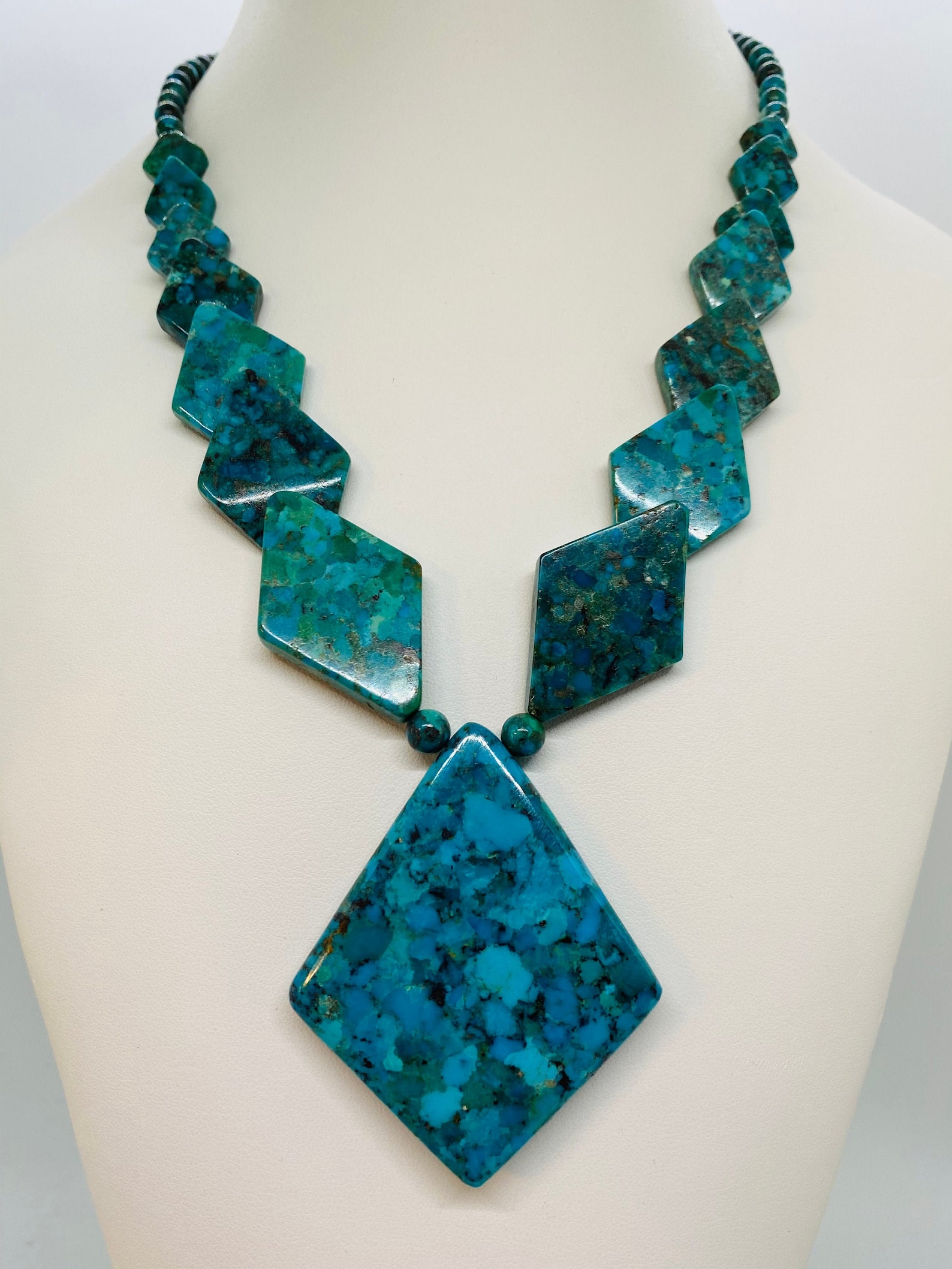 Vintage Jay King Chunky Turquoise and Sterling Silver Art Deco Style