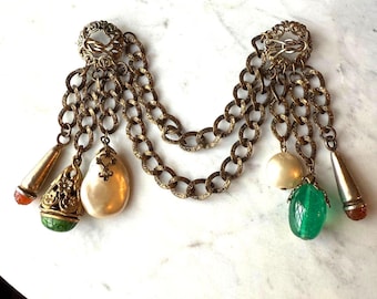 ADELE SIMPSON Dangling Charm Chatelaine Baroque Brooch