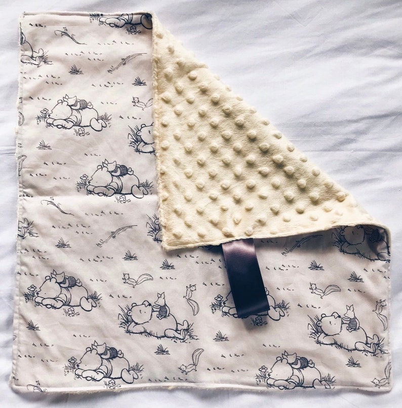 Winnie the Pooh Taggy Comforter Blanket Girl Boy Sensory Baby Gift