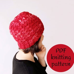 TULIP FIELDS / beanie hat knitting pattern, instant download pdf knitting tutorial, chunky knitted hat pattern