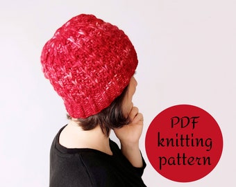 TULIP FIELDS / beanie hat knitting pattern, instant download pdf knitting tutorial, chunky knitted hat pattern
