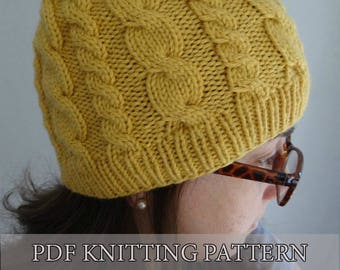 Almost FREE KNITTING pattern easy cable hat, knitted hat, knitted beanie / Instant download PDF