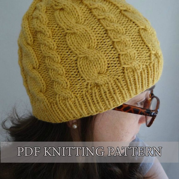 Almost FREE KNITTING pattern easy cable hat, knitted hat, knitted beanie / Instant download PDF