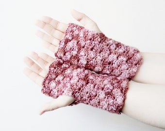 Handmade merino wool crochet fingerless gloves or mitts  - great gift for her