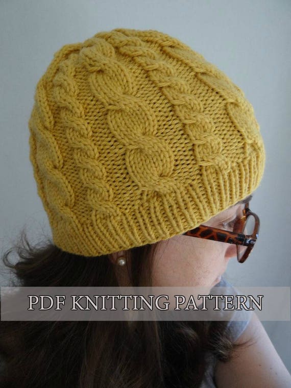 Almost Free Knitting Pattern Easy Cable Hat Knitted Hat Knitted Beanie Instant Download Pdf