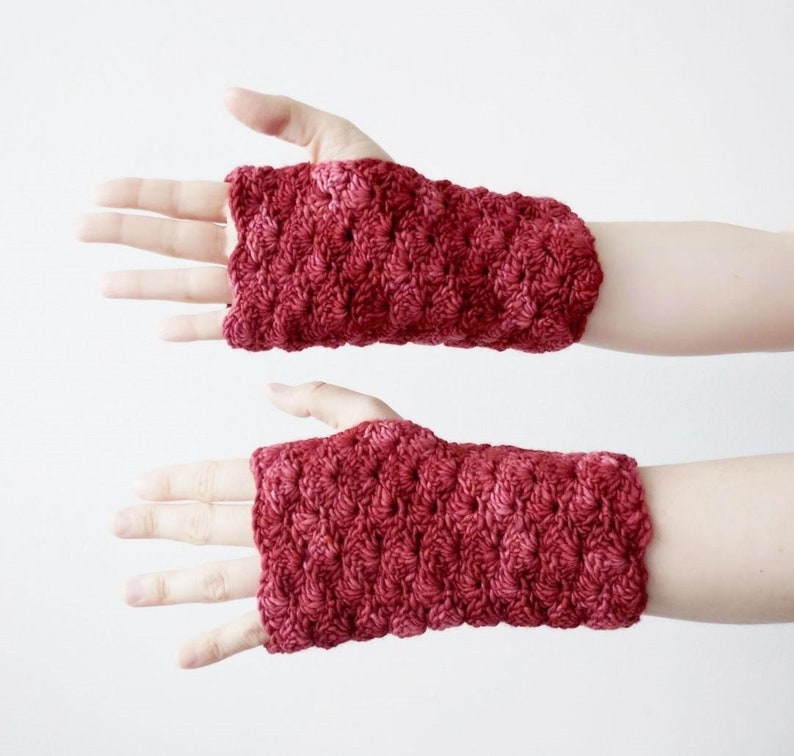 Merino wool crochet fingerless gloves or mitts, knitted hand warmers, cozy handmade gift for pianist organist musician image 2