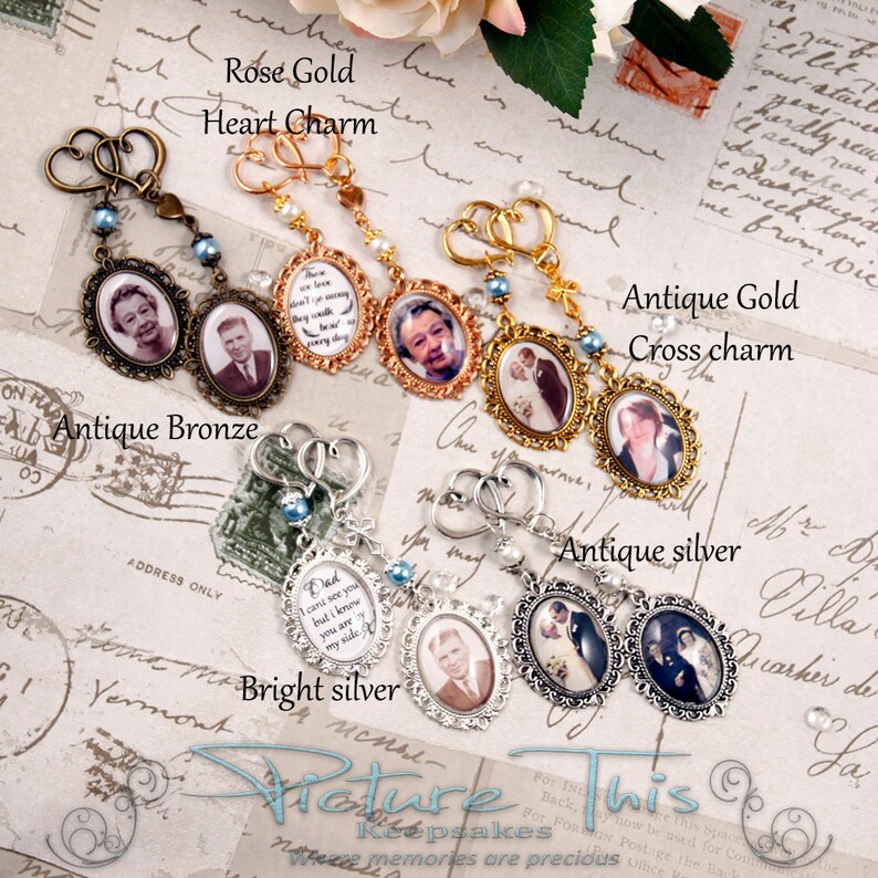 Double Bridal Bouquet Charm Custom Photo Wedding Bouquet Etsy