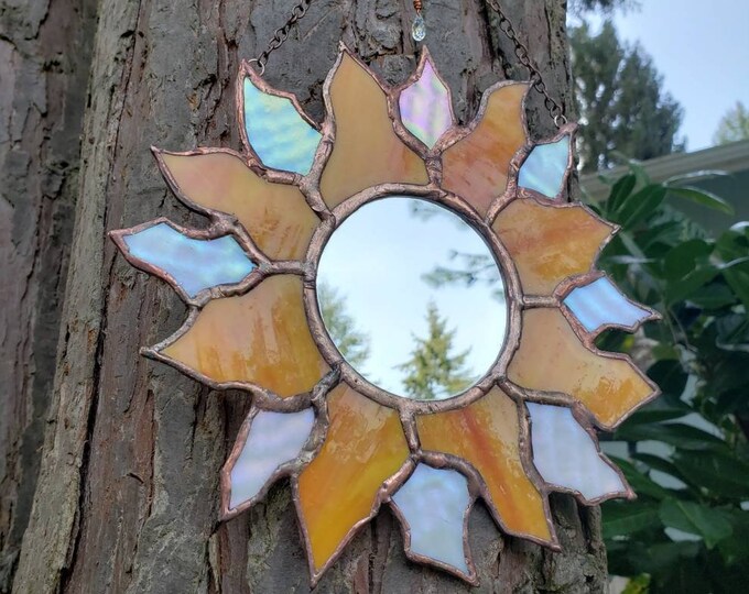 Stained Glass Sun Mirror/suncatcher/wall Hanging Etsy