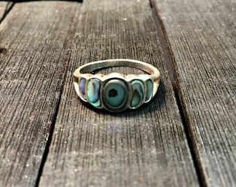 Vintage Sterling Silver/ Abalone Shell Ring #252