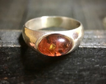 Vintage Sterling Silver Baltic Amber Ring #346