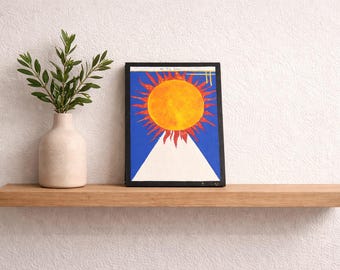 Carta del Tarot "El Sol" pintada a mano: pintura original en tinta y acrílico