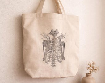 Bolsa de tela con esqueleto de café – Bolsa de lona – Regalo gótico para amantes del café – Accesorio otoñal espeluznante