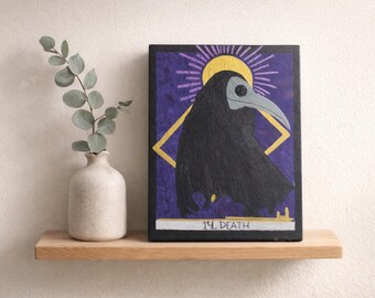 Carta del Tarot "Muerte" pintada a mano: pintura original en tinta y acrílico