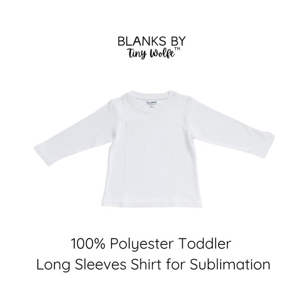 100% POLYESTER Toddler T-Shirt, LONG SLEEVES Shirt, Kids Sublimation Blanks, Blank Children's Tees, Tops for Toddlers, Plain White Shirts