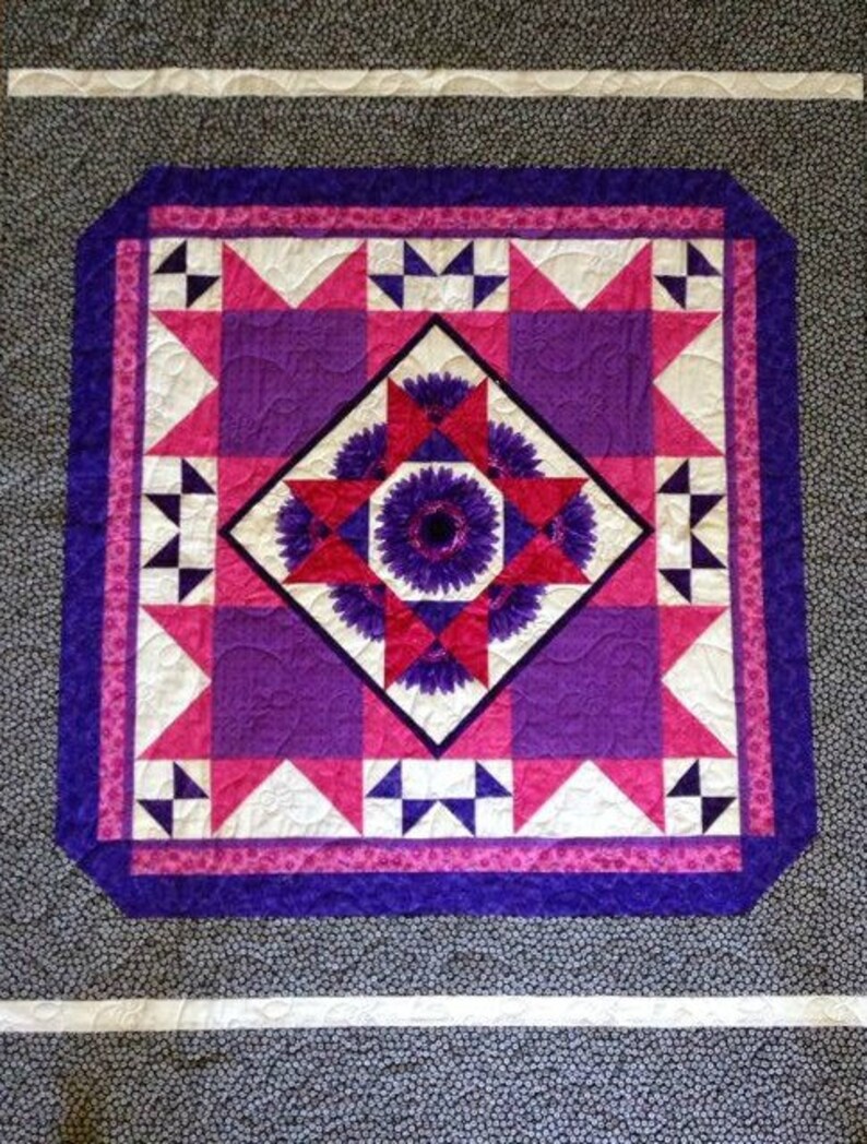 Purple and Pink Flower Quilt Etsy Purple bed quiltbouquet patchwork bed quiltgiftflower