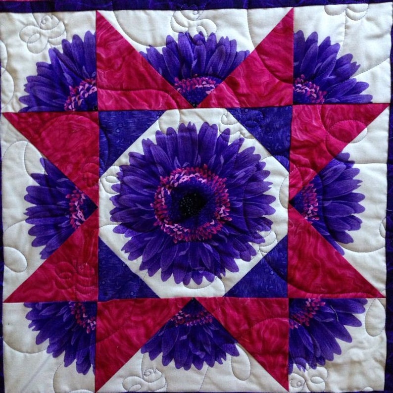 Purple and Pink Flower Quilt Etsy