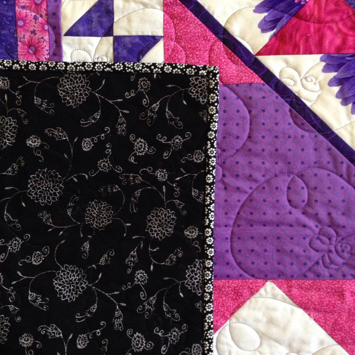 Purple and Pink Flower Quilt Etsy