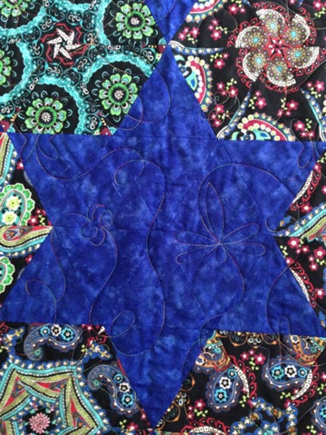 Blue stacknwhack quilt Free shipping Etsy