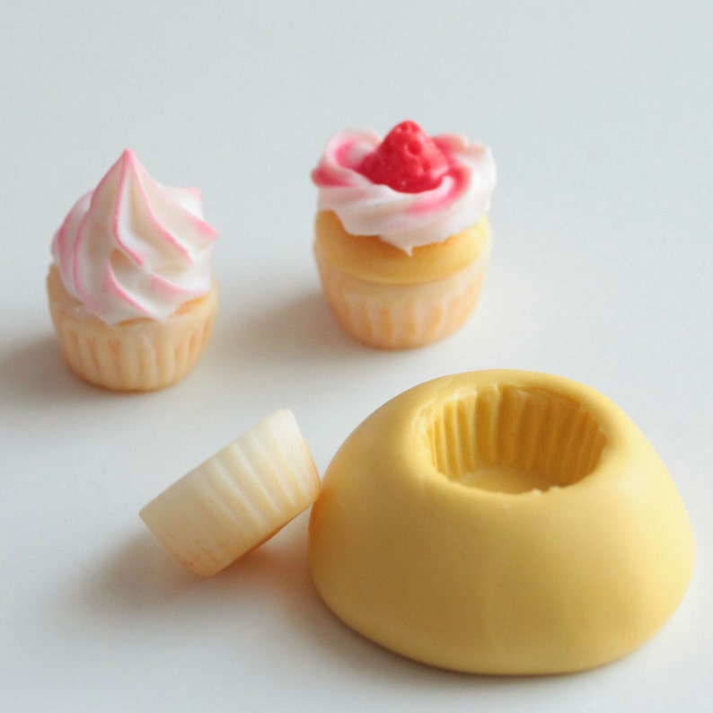 Silicone cupcake mold base 1cm. For fimo, resin, airclay, muffin, cake, miniature, create image 1