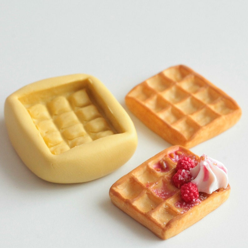 Waffle silicone mold for fimo, resin, airclay, miniature creation image 1