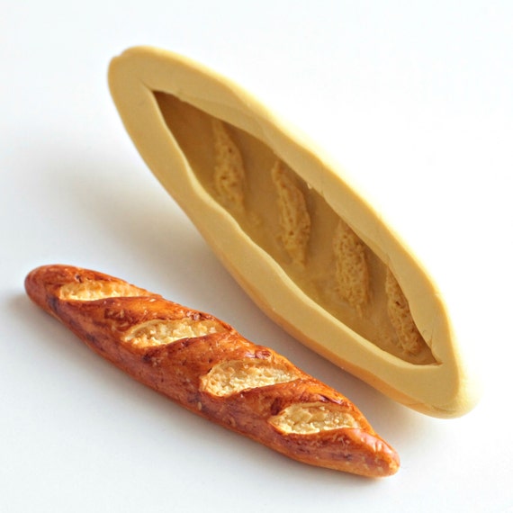 Moule silicone baguette, pain pour fimo, résine, airclay, miniature -   France