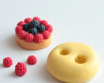 Realistic Raspberry, Blackberry silicone mold 4mm and 5mm. For fimo, resin, airclay, miniature creation