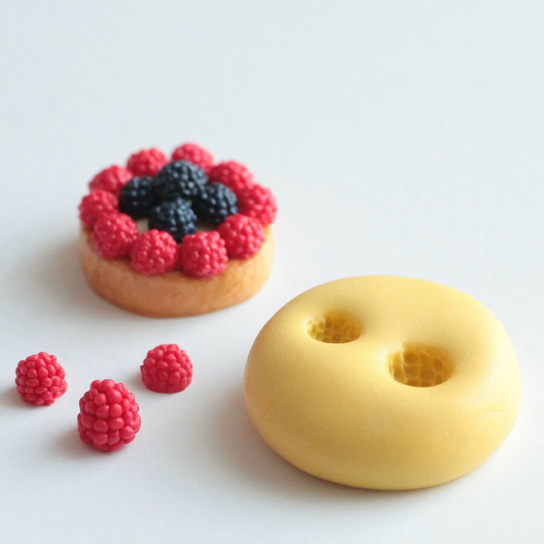 Realistic Raspberry, Blackberry silicone mold 4mm and 5mm. For fimo, resin, airclay, miniature creation image 1