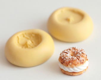 Moule silicone Paris-Brest Choux à la crème pour fimo, résine, airclay. Lot de 2