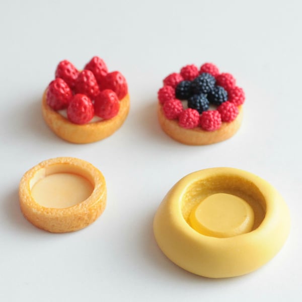 Moule silicone tartelette, tarte réaliste (base) pour Fimo, résine, airclay, miniature