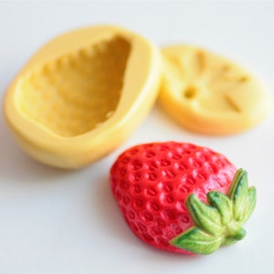 Realistic strawberry fruit silicone molds for fimo, resin, airclay