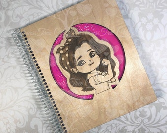 Rosie The Riveter, Spiral Bound Wood Notebook/Journal