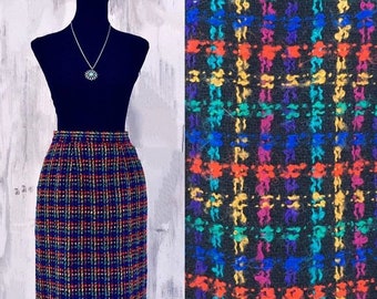Vintage Norton McNaughton Petites Wool Rainbow Pencil Skirt, size 6