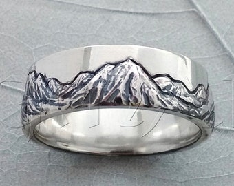 The Majestic Silver Mountain Range Ring - A Thoughtful Gift. Nature-Inspired Elegance: Silver 925 Rock Ring!