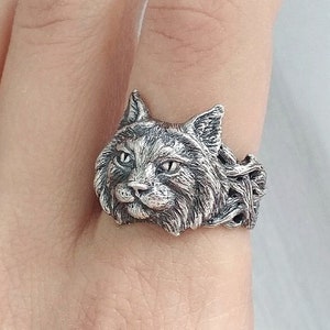 スーパーセール 半額タイムセール Ring, Lynx Two Silver Sterling 925 Ring Animal Silver アクセサリー