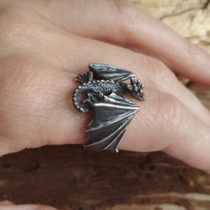 Intricately Designed Dragon Ring Sterling Silver Perfect Gift for Flying Dragon Fans image 4