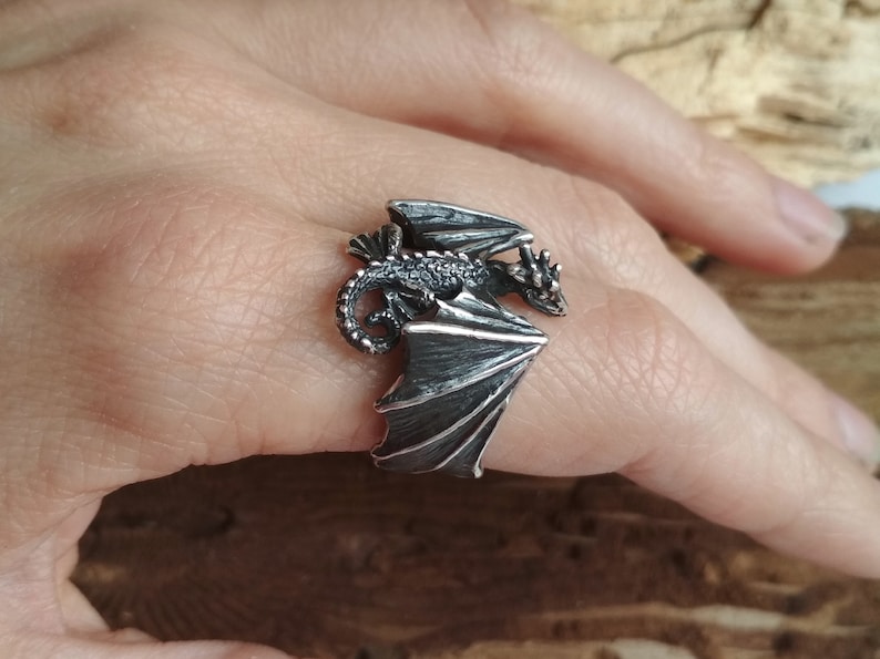 Intricately Designed Dragon Ring Sterling Silver Perfect Gift for Flying Dragon Fans image 4