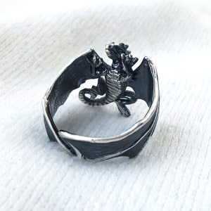 Intricately Designed Dragon Ring Sterling Silver Perfect Gift for Flying Dragon Fans image 2