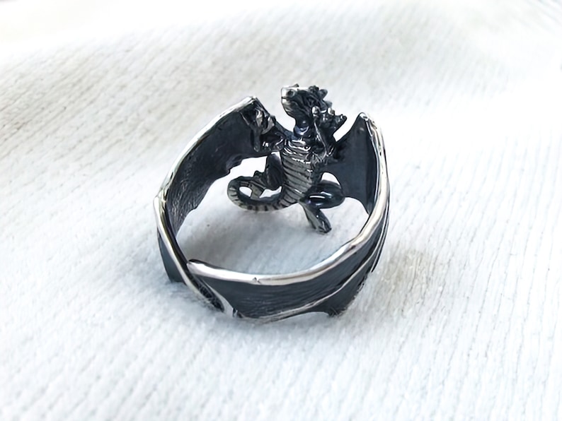 Intricately Designed Dragon Ring Sterling Silver Perfect Gift for Flying Dragon Fans image 2
