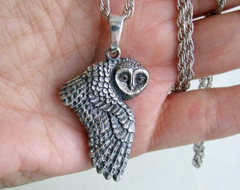 Silver Owl Pendant - Elegant Sterling Silver Owl Necklace - Timeless Bird Pendant for a Classic Look.