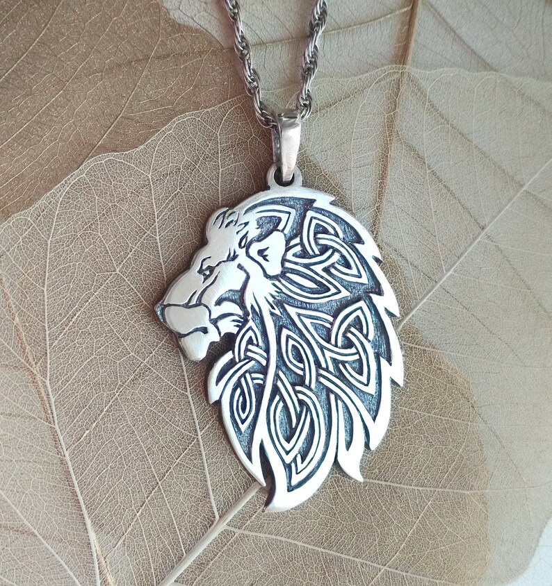Silver Lion Pendant.Lion Pendant.Silver Lion Jewelry.Lion Etsy