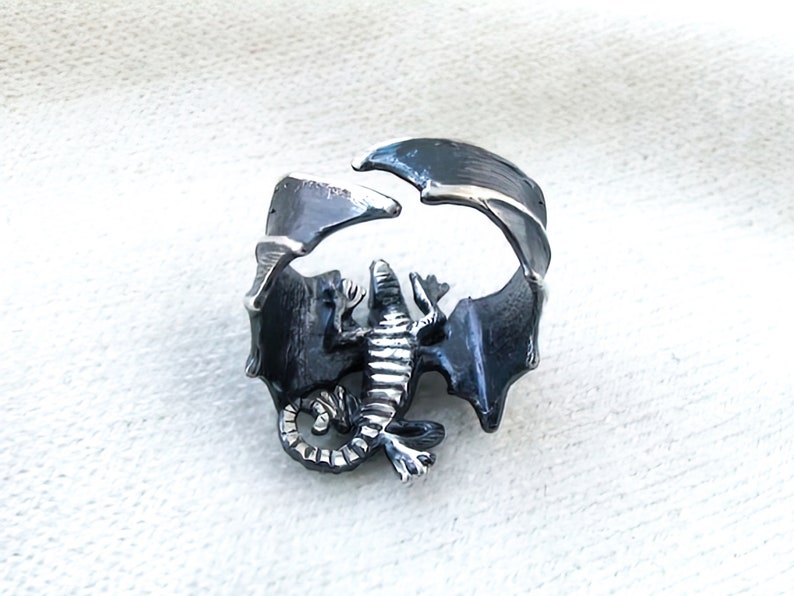Intricately Designed Dragon Ring Sterling Silver Perfect Gift for Flying Dragon Fans image 3