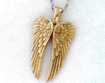 Brass Angel Wings Pendant: A Symbol of Love and Protection. Guardian Angel Charm. Brass Wings Pendant for Her!