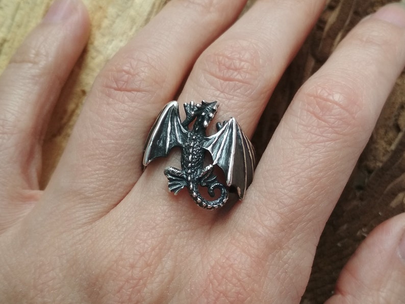 Intricately Designed Dragon Ring Sterling Silver Perfect Gift for Flying Dragon Fans image 5