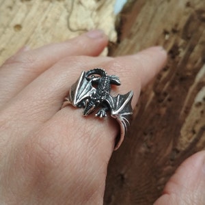 Intricately Designed Dragon Ring Sterling Silver Perfect Gift for Flying Dragon Fans image 6