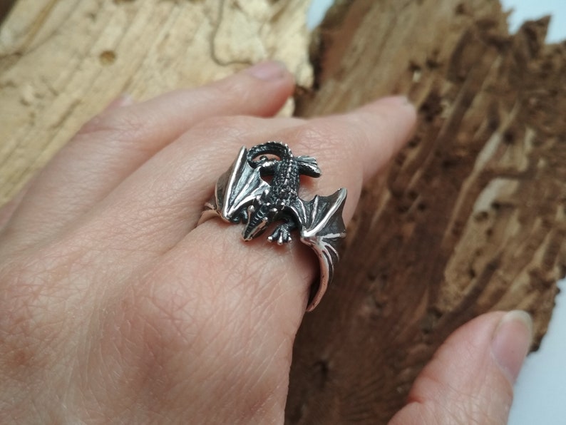 Intricately Designed Dragon Ring Sterling Silver Perfect Gift for Flying Dragon Fans image 6