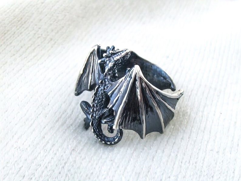 Intricately Designed Dragon Ring Sterling Silver Perfect Gift for Flying Dragon Fans image 1