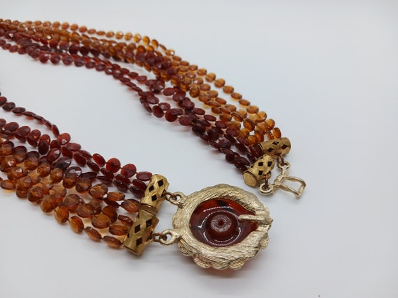 2 toned brown plastic disc bead string necklace, … - image 5