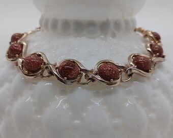 Gold-Tone Choker with Glittering Lucite Cabochons- Vintage glam vibe