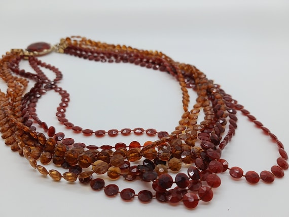 2 toned brown plastic disc bead string necklace, … - image 2