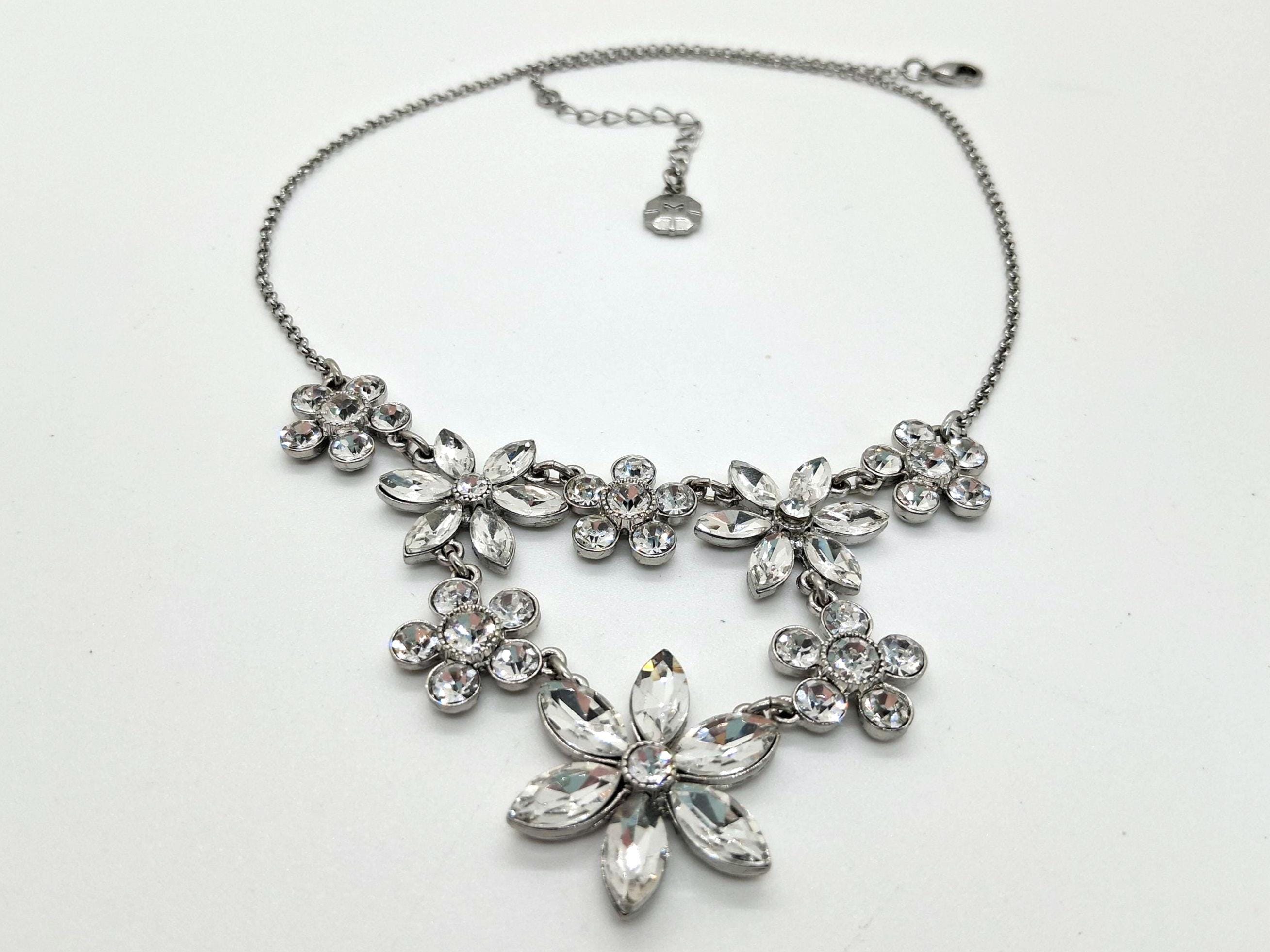 Silver Rhinestone Statement Necklace - Etsy 💲💲Elegant Silver Mesh Rhinestone Statement Necklace💲💲 main image 1